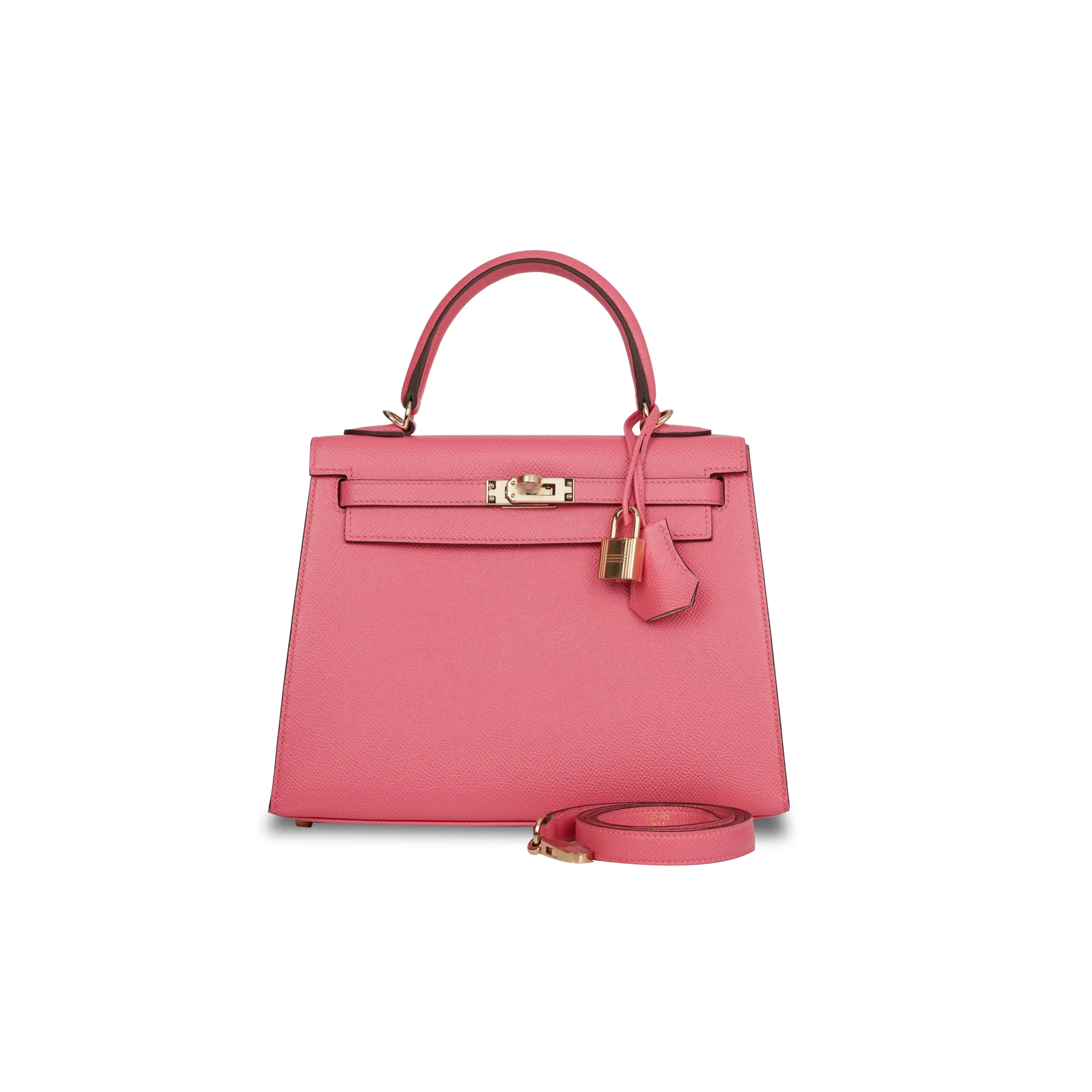 H**mes kelly sellier 25 rose azalee verso epsom permabrass hardware (25*17*7cm)